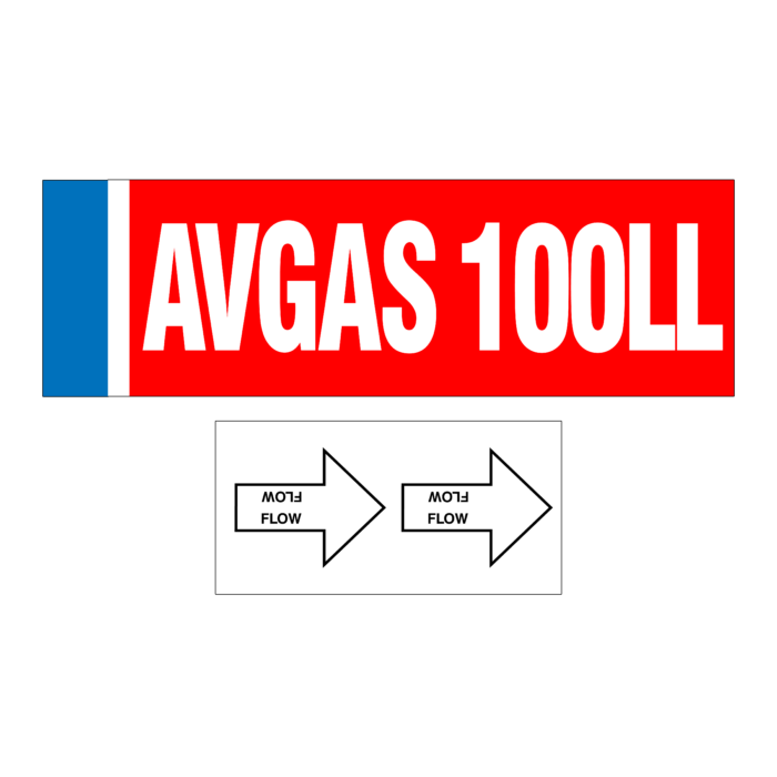 Avgas 100LL  - Pipe ID & Flow Arrow Decal Set