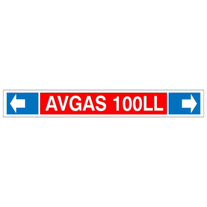 Avgas 100 LL - Pipe ID & Flow Arrow Decal Set, Narrow